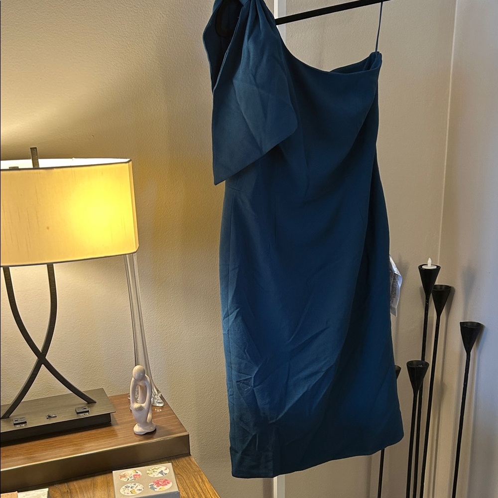 Dress the Population One Shoulder Teal Dress